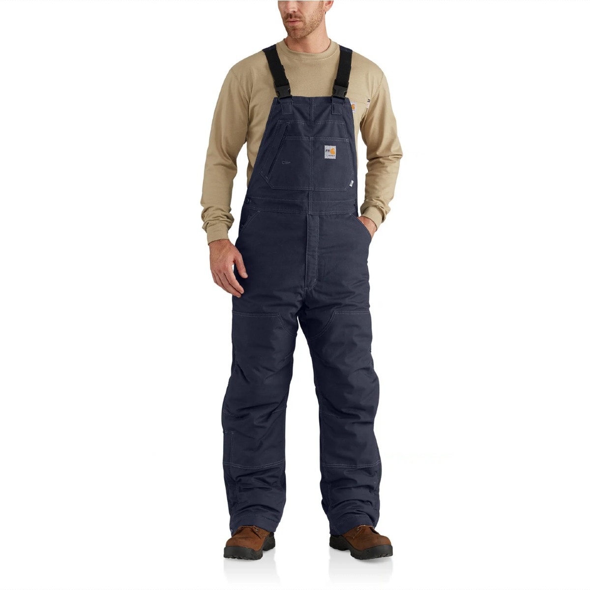 Carhartt FR Quilt Lined Quick Duck Bib Overall in Dark Navy
